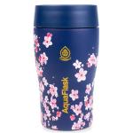 AquaFlask Sakura Slate Cup 355mL (12oz) Water Bottle - Navy , Keeps Drinks Cold for 24 Hours, Keeps Drinks Hot for 12 Hours, Double-Walled stainless steel, Ice cube Compatible, BPA Free, Dishwasher Safe, Durable, Leak-Proof and Eco-Friendly