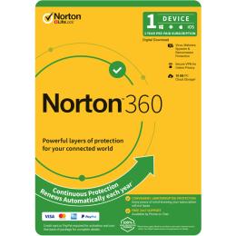 NortonLifeLock Norton 360 Standard - 1 User - 1 Device - 12 Months 10GB PC Cloud Backup - Includes Secure VPN - 1 Year OEM Attach