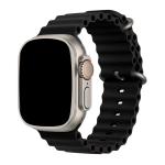 49mm/46mm/45mm/44mm - Black Silicone Ripple Strap for Apple Watch , Compatible with Apple Watch Ultra 1/2/3, Series 11/10/9/8/7/6/SE/5/4/3/2/1