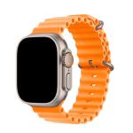 49mm/46mm/45mm/44mm - Orange Silicone Ripple Strap for Apple Watch , Compatible with Apple Watch Ultra 1/2/3, Series 11/10/9/8/7/6/SE/5/4/3/2/1