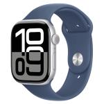 Apple Watch Series 10 (GPS) 46mm - Silver Aluminium Case with Denim Sport Band - S/M - (No charger) (New Condition Ex-Demo)