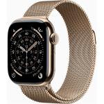 Apple Watch Series 11 (GPS + Cellular) 42mm - Gold Titanium Case with Gold Milanese Loop