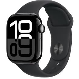 Apple Watch Series 10 (GPS) 42mm - Jet Black Aluminium Case with Black Sport Band - S/M