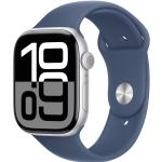 Apple Watch Series 10 (GPS) 46mm - Silver Aluminium Case with Denim Sport Band - S/M