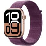 Apple Watch Series 10 (GPS) 46mm - Rose Gold Aluminium Case with Plum Sport Loop