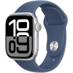 Apple Watch Series 10 (GPS + Cellular) 42mm - Silver Aluminium Case with Denim Sport Band - S/M