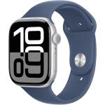 Apple Watch Series 10 (GPS + Cellular) 46mm - Silver Aluminium Case with Denim Sport Band - M/L