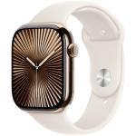 Apple Watch Series 10 (GPS + Cellular) 46mm - Gold Titanium Case with Starlight Sport Band - M/L