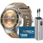 Huawei Watch GT 6 Pro 46mm Smart Watch - Brown - Bonus CUKTECH No.15 SE 20000mAh Fast Charging Power Bank & $200 PB eGift Card (RRP $289)