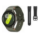 Samsung Galaxy Watch7 44mm (Bluetooth) - Khaki & Silicone Galaxy Watch 7 Strap 20mm (M/L) - Black Combo