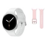 Samsung Galaxy Watch8 40mm (Bluetooth) - Silver & Samsung Galaxy Watch8 & Watch8 Classic Sport Band (S/M) - Pink Combo
