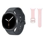 Samsung Galaxy Watch8 40mm (LTE) - Graphite & Samsung Galaxy Watch8 & Watch8 Classic Sport Band (S/M) - Pink Combo
