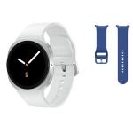 Samsung Galaxy Watch8 44mm (Bluetooth) - Silver & Samsung Galaxy Watch8 & Watch8 Classic Sport Band (M/L) - Blue Combo
