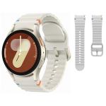 Samsung Galaxy Watch7 40mm (Bluetooth) - Cream & Silicone Galaxy Watch 7 Strap 20mm (S/M) - Silver Combo