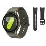 Samsung Galaxy Watch7 44mm (LTE) - Khaki & Silicone Galaxy Watch 7 Strap 20mm (M/L) - Black Combo