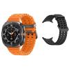 Samsung Galaxy Watch Ultra - Titanium Gray with Orange Marine Loop & Silicone Galaxy Watch Ultra Strap - Black Combo - Compatible with Spark Network