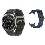 Samsung Galaxy Watch Ultra - Titanium Silver with Graphite Marine Loop & Silicone Galaxy Watch Ultra Strap - Navy Blue Combo- Compatible with Spark Network