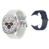 Samsung Galaxy Watch Ultra - Titanium White with White Marine Loop & Silicone Galaxy Watch Ultra Strap - Navy Blue Combo- Compatible with Spark Network - Samsung Galaxy Watch Ultra - Titanium White with White Marine Loop & Silicone Galaxy Watch Ultra Strap - Navy Blue Combo- Compatible with Spark Network -